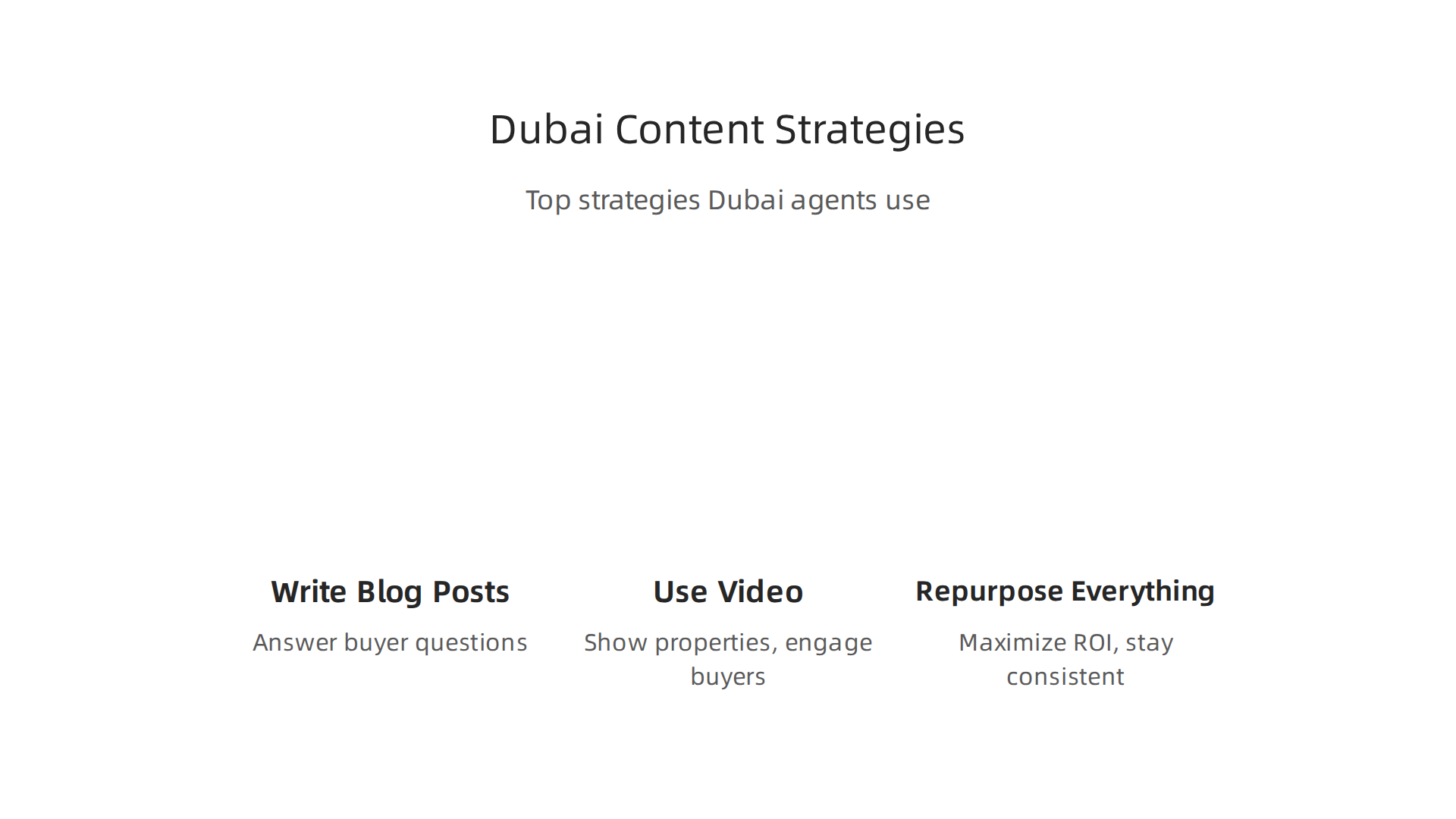 Top content strategies for Dubai real estate agents to attract and convert buyers.