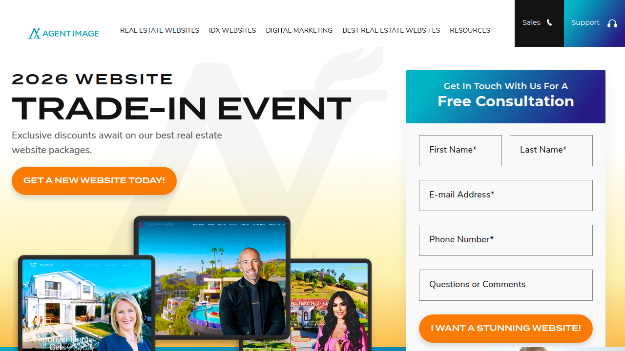 Screenshot of Agent Image homepage, a resource for real estate SEO strategies.