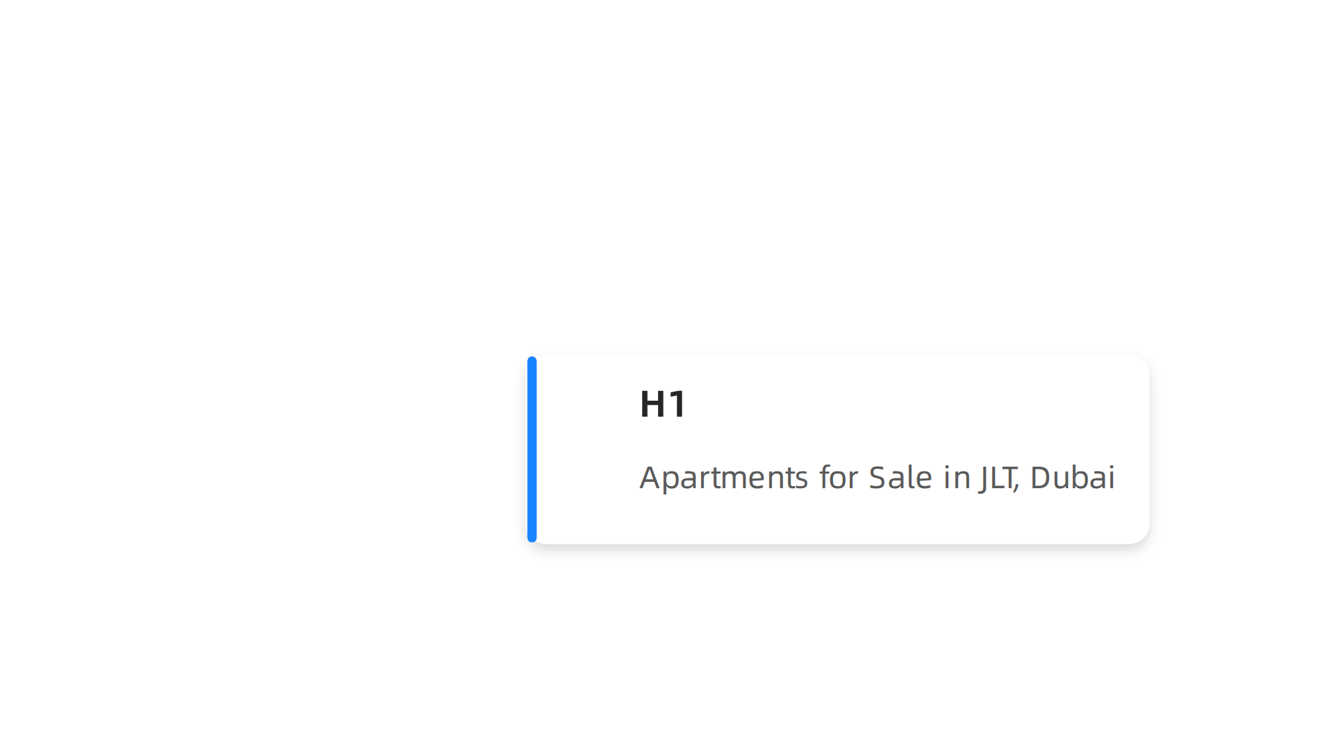 Example of how to structure content using H1, H2, and H3 tags for a real estate neighborhood page.