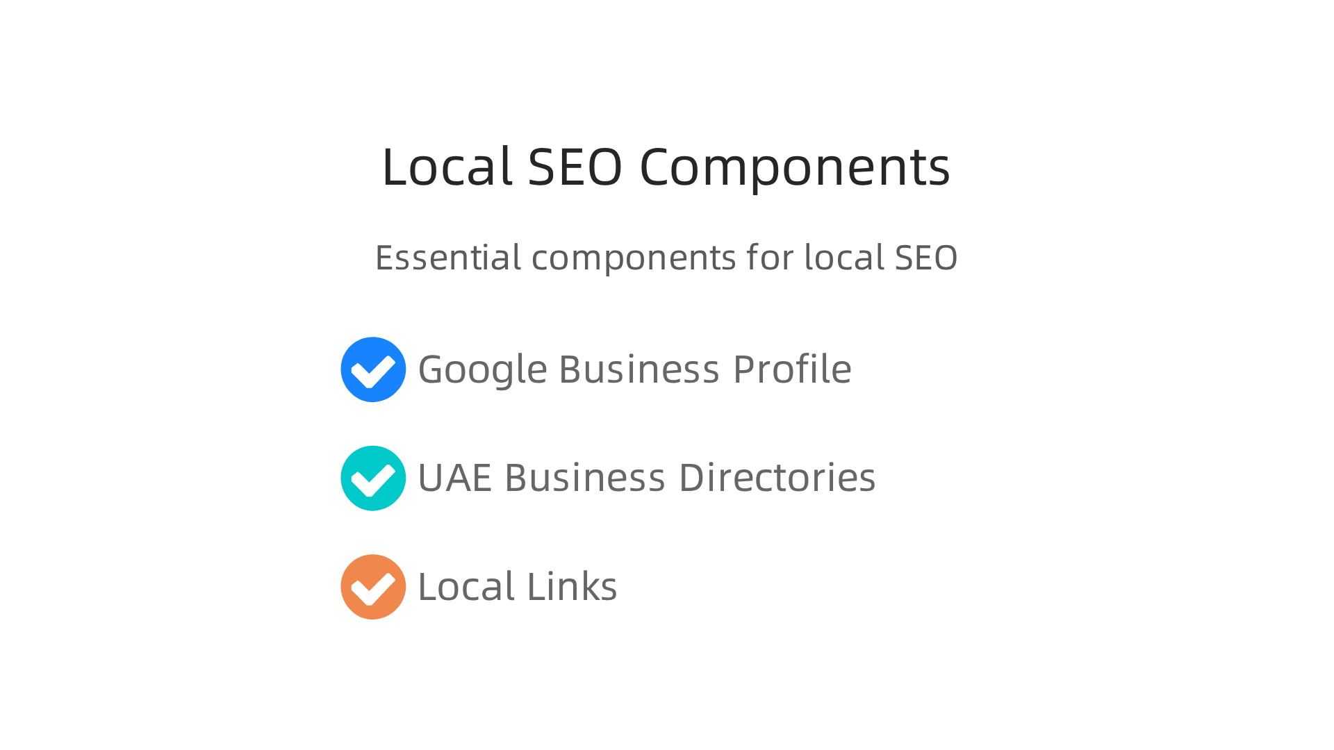Essential components for a strong local SEO strategy for real estate agents.