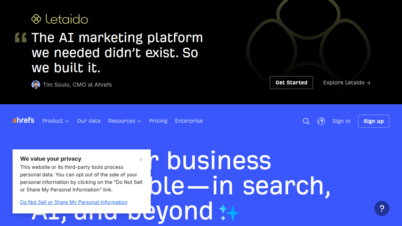 Ahrefs offers a comprehensive suite of SEO tools, including site audit and backlink analysis features.