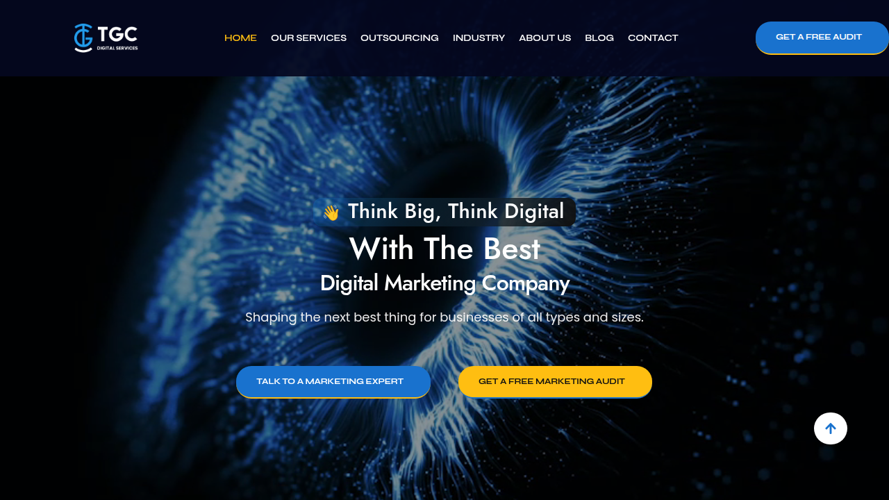 The homepage of TGC Digital Services, a company providing real estate marketing strategies.