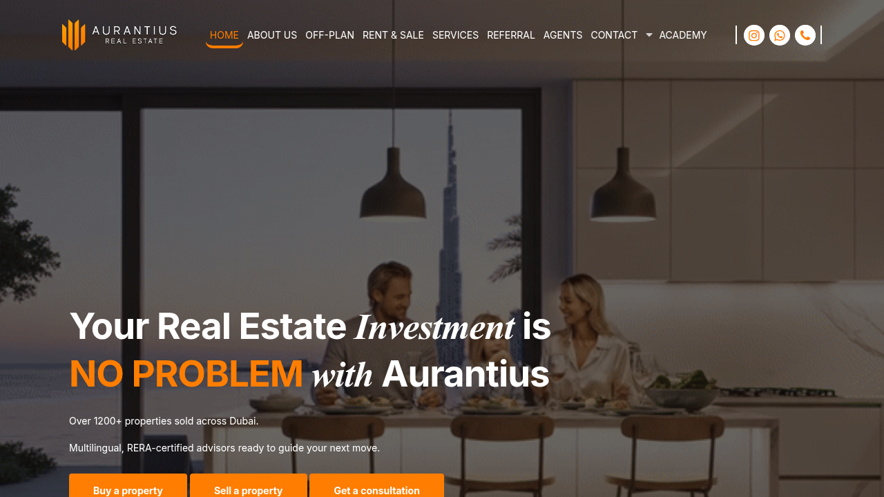 Aurantius Consulting's website, a resource for understanding Dubai's real estate advertising regulations.