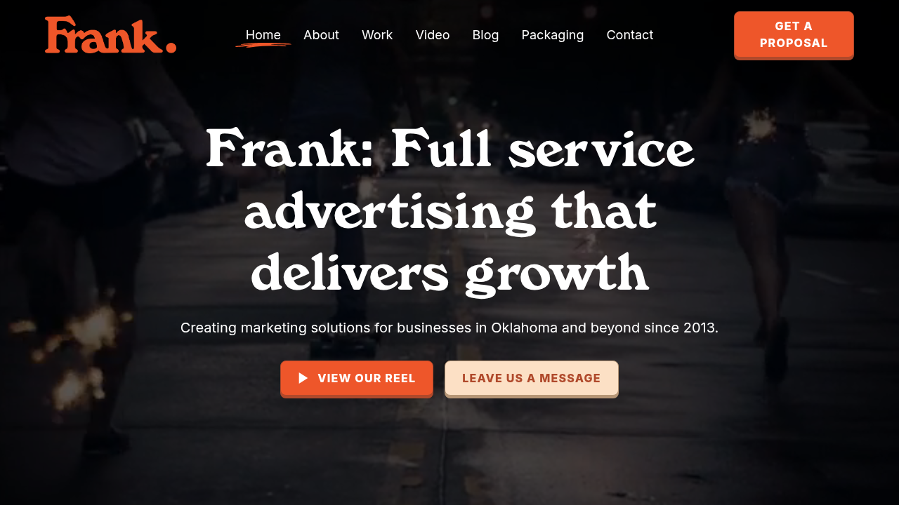 Frank You's website, an example of a resource offering insights into agency selection.