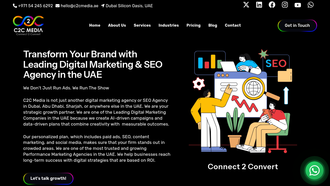 Screenshot of C2C Media's blog on Search Engine Marketing, a key resource for understanding SEM in Dubai.